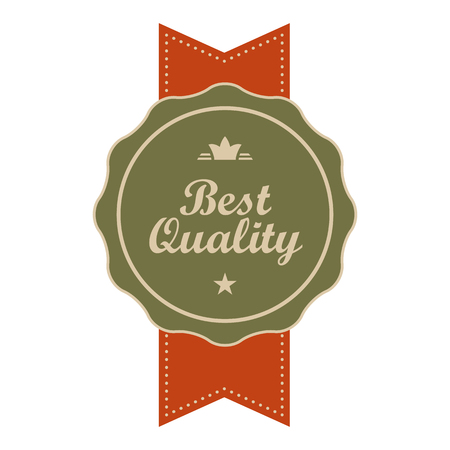 Best quality vintage banner. Round symbol with orange ribbon on a whiteのイラスト素材