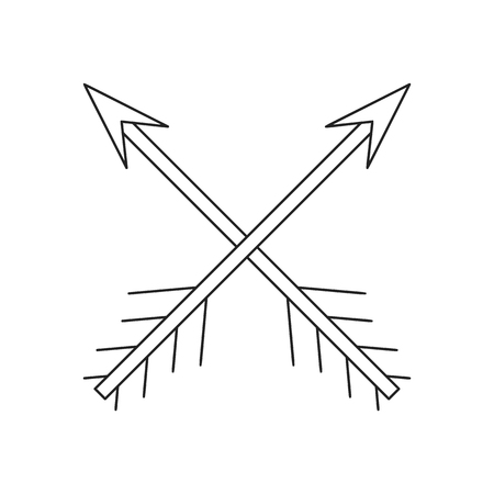 Cross arrows thin line icon on a white backgroundのイラスト素材