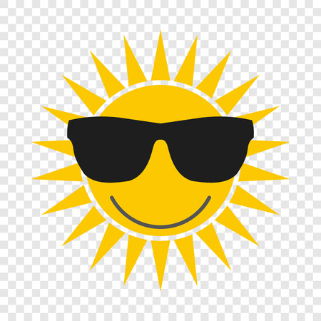 Sun with glasses flat icon on transparent background