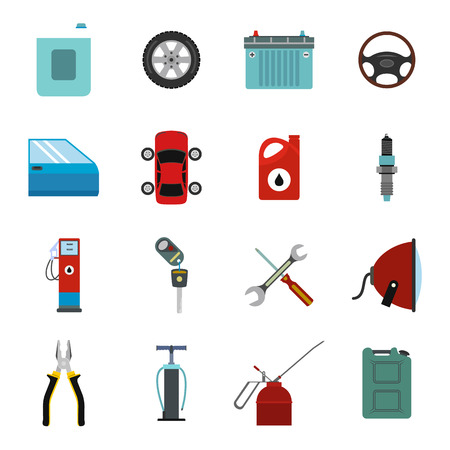Car service maintenance flat icons set for web and mobile devicesのイラスト素材