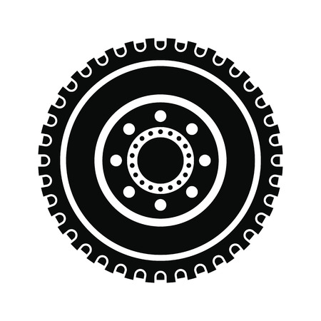 Car wheel black simple icon isolated on white backgroundのイラスト素材