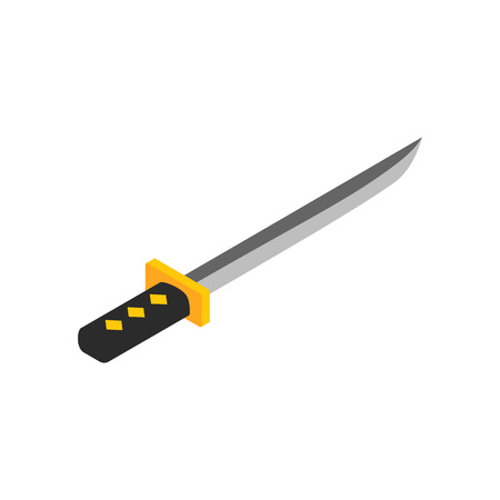 Wakizashi weapon isometric 3d icon on a white backgroundのイラスト素材