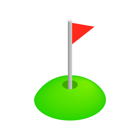 Red golf flag isometric 3d icon on a white backgroundのイラスト素材