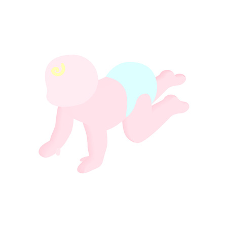 Baby crawling isometric 3d icon. Single illustration on a white background.のイラスト素材