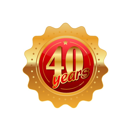 40 years anniversary golden label on a white backgroundのイラスト素材