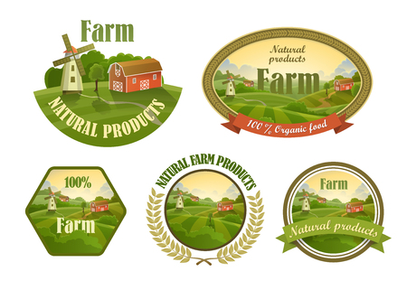 Farm fresh emblems, badges and design elements set for your designのイラスト素材