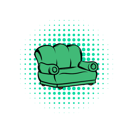 Sofa comics icon isolated on a white backgroundのイラスト素材