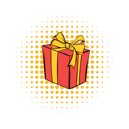 Gift box comics icon isolated on a white backgroundのイラスト素材