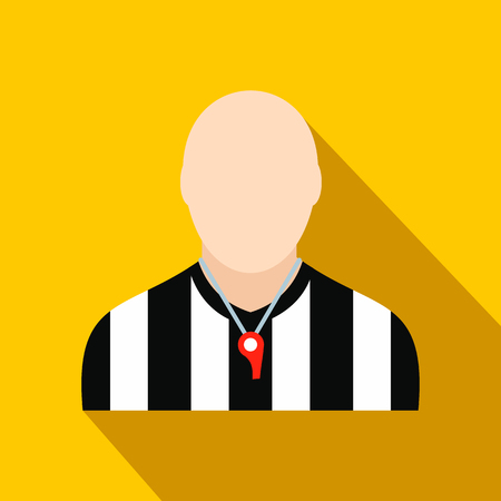 Referee flat icon on a yellow backgroundのイラスト素材