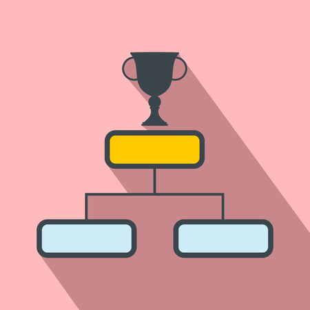 Trophy cup on a prize podium flat icon on a pink backgroundのイラスト素材