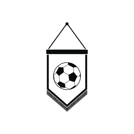 Pennant with soccer ball black simple icon isolated on white backgroundのイラスト素材