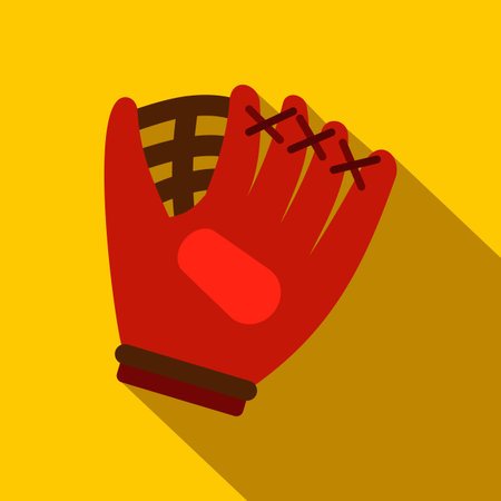 Baseball glove flat icon on a yellow backgroundのイラスト素材