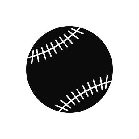 Baseball black simple icon isolated on white backgroundのイラスト素材
