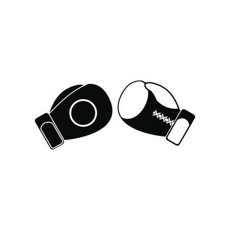 Boxing gloves black simple icon isolated on white backgroundのイラスト素材