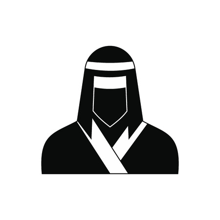 Female ninja in mask black simple icon isolated on whiteのイラスト素材