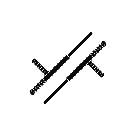 Tonfa weapon black simple icon isolated on white backgroundのイラスト素材