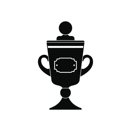 Golden trophy black simple icon isolated on white backgroundのイラスト素材