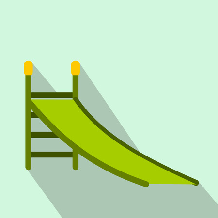 Playground green slide flat icon on a light blue backgroundのイラスト素材