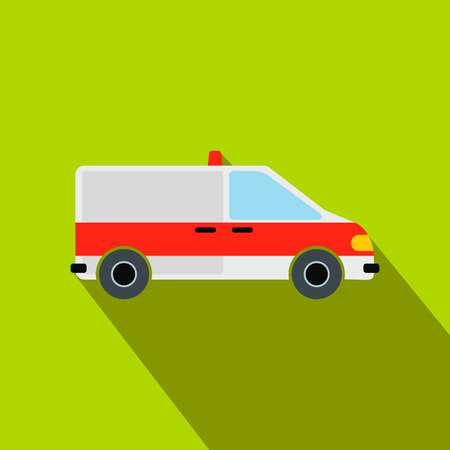 Ambulance car flat icon on a green backgroundのイラスト素材