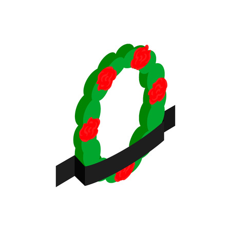 Memorial wreath of flowers isometric 3d icon on a white backgroundのイラスト素材