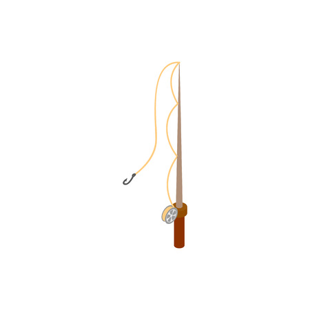 Fishing rod isometric 3d icon on a white backgroundのイラスト素材