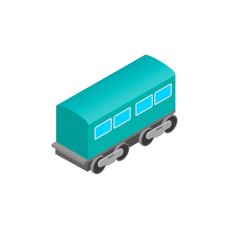 Passenger railway waggon isometric icon. Modern railroad car on a white backgroundのイラスト素材