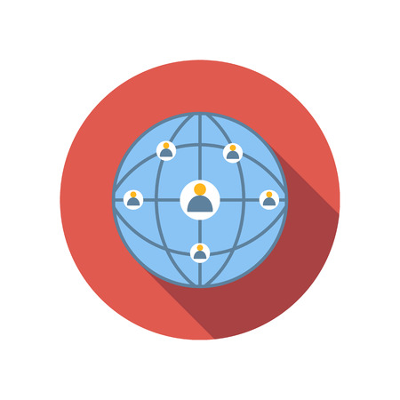 Network connections between people flat icon on a white backgroundのイラスト素材