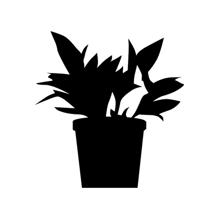 Potted plants silhouette isolated on white backgroundのイラスト素材