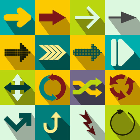 Arrow sign flat icons set for web and mobile devicesのイラスト素材