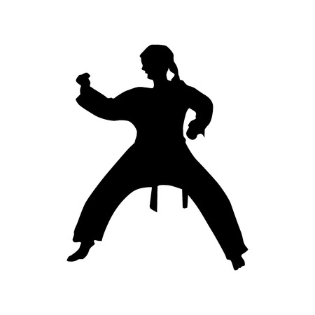 Karate black silhouette isolated on the white backgroundのイラスト素材