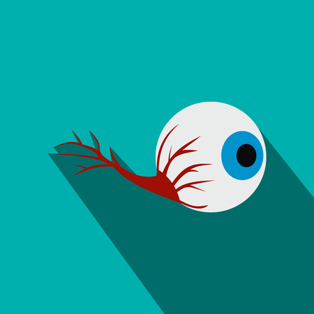 Eyeball flat icon with shadow on blue backgroundのイラスト素材