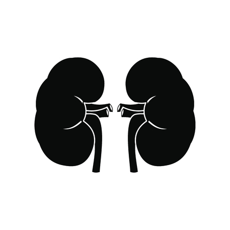 Human kidney black simple icon isolated on white backgroundのイラスト素材