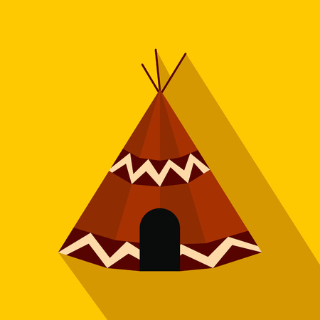 Indian tent flat icon on a yellow backgroundのイラスト素材