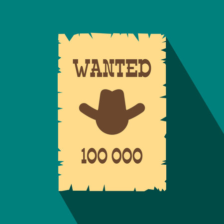 Vintage wanted poster flat icon on a blue backgroundのイラスト素材