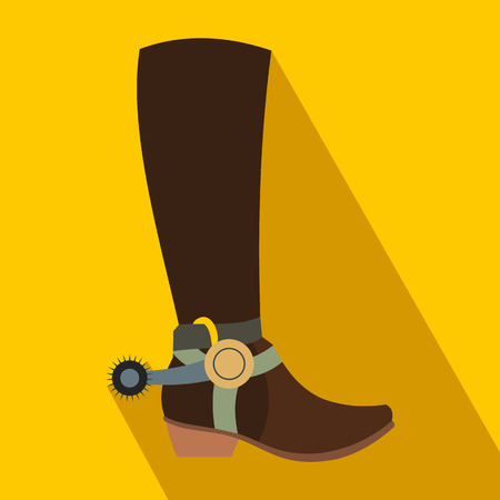 Cowboy boot flat icon on a yellow backgroundのイラスト素材