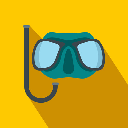 Diving mask flat icon on a yellow backgroundのイラスト素材