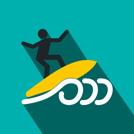 Surfing flat icon on a blue backgroundのイラスト素材