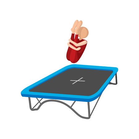 Acrobatics on the trampoline cartoon icon on a white backgroundのイラスト素材