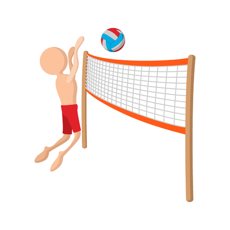 Volleyball player cartoon icon on a white backgroundのイラスト素材