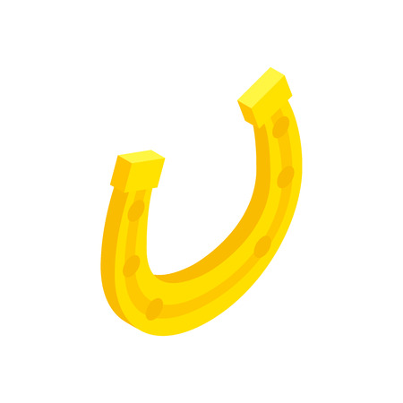 Golden horseshoe isometric 3d icon on a white backgroundのイラスト素材