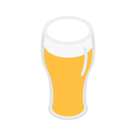 Glass of beer isometric 3d icon on a white backgroundのイラスト素材