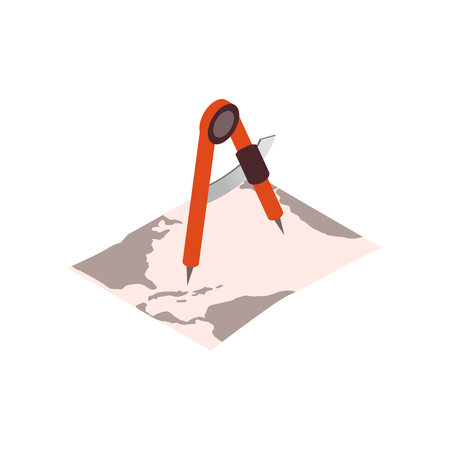 Dividers on a nautical chart isometric 3d icon on a white backgroundのイラスト素材