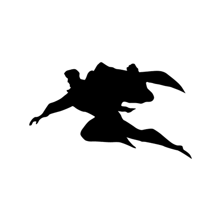 Superhero man silhouette isolated on white backgroundのイラスト素材