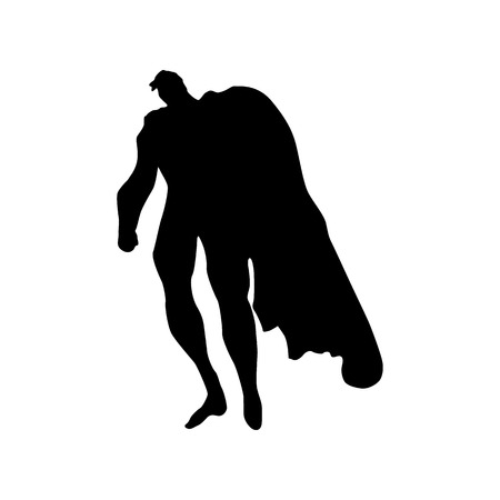 Superhero man silhouette isolated on white backgroundのイラスト素材
