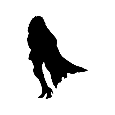 Superhero woman silhouette isolated on white backgroundのイラスト素材