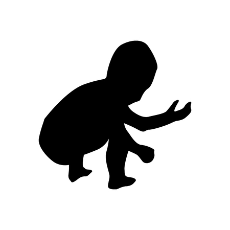 Baby black silhouette isolated on white backgroundのイラスト素材