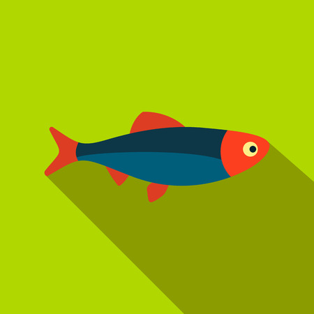 Fresh raw fish flat icon on a green backgroundのイラスト素材