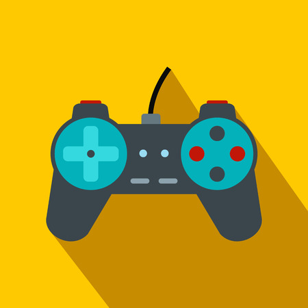 Video game controller flat icon on a yellow backgroundのイラスト素材