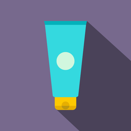 Blue cosmetic tube flat icon on a violet backgroundのイラスト素材