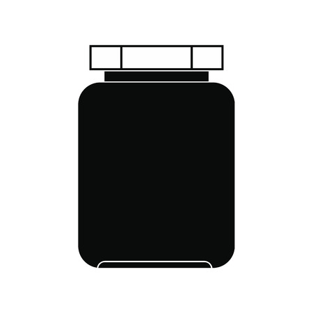 Empty glass jar with lid black simple iconのイラスト素材